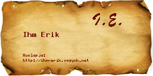 Ihm Erik névjegykártya